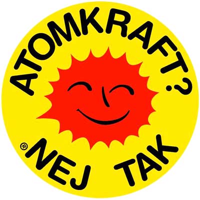 Anne Lund, logotype du soleil souriant (Nucléaire? Non merci), Danemark, 1975, traduit en 45 langues