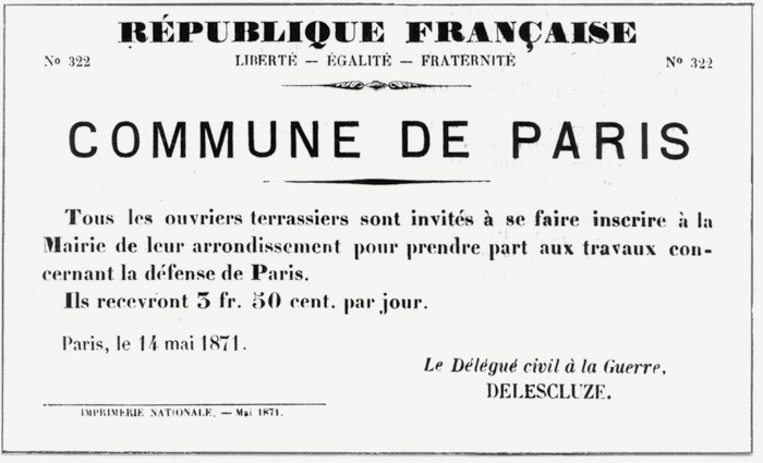 Papillon édité par la Commune de Paris, mai 1871