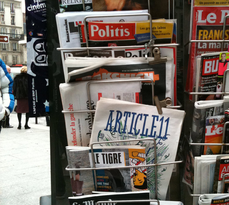 Kiosque parisien, février 2011, Article11 numéro 2 et Le Tigre numéro 2