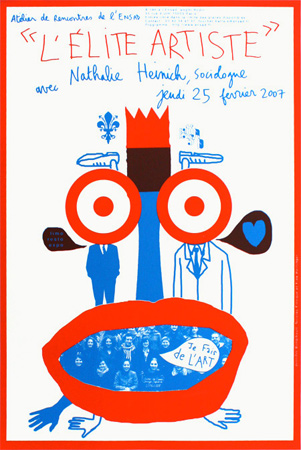 Jennifer Bongibault et Nicolas Filloque, affiche pour l’atelier de rencontre avec Nathalie Heinich, Ensad, 40x60cm, sérigraphie 2 tons, février 2007