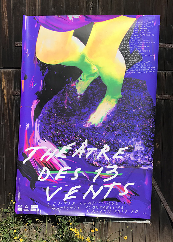 Formes Vives, affiche de saison 2019-20 du Théâtre des 13 Vents, centre dramatique national de Montpellier, 118,5x175cm, sérigraphie CMJN fluo chez Lézard Graphique, 285 ex, juin 2019