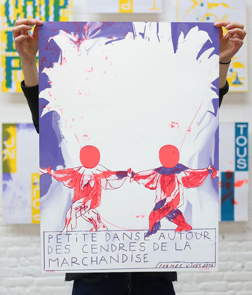 Formes Vives, affiche pour l'exposition-vente Combo Combo, Lille, 50x70cm, sérigraphie 2 couleurs chez Lézard Graphique, avril 2018