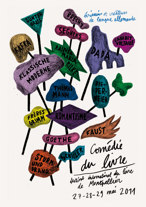 Formes Vives, affiche pour la Comédie du livre de Montpellier, édition 2011 dédiée aux littératures de langue allemande, proposition non retenue, février 2011