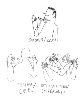 Formes Vives (Nicolas Filloque), cahier langue des signes français/breton pour le Festival Intergalactique de l’Image Alternative, 3e édition, A5, impression laser NB, octobre 2014