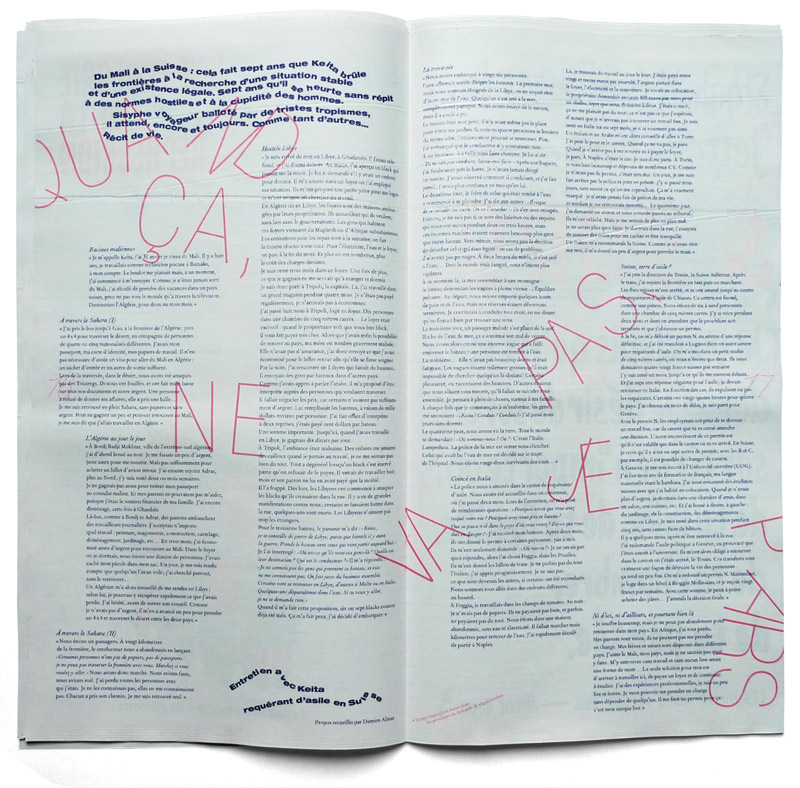 Formes Vives et Thibaud Meltz, double page centrale du journal Article11 n°8, 24x44cm (plié), offset rotative 2 tons, février 2012