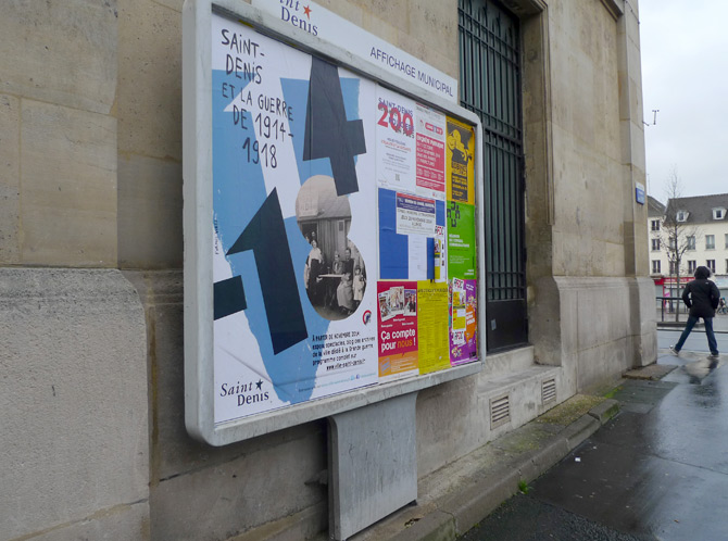 Formes Vives, affiche pour les commémorations de la Guerre 14-18, ville de Saint-Denis, 120x176cm, novembre 2014