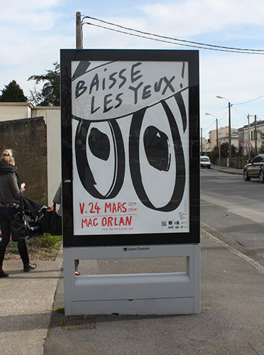Formes Vives, affiche du spectacle «Baisse les yeux», Théâtre du Grain, impression numérique, février 2017