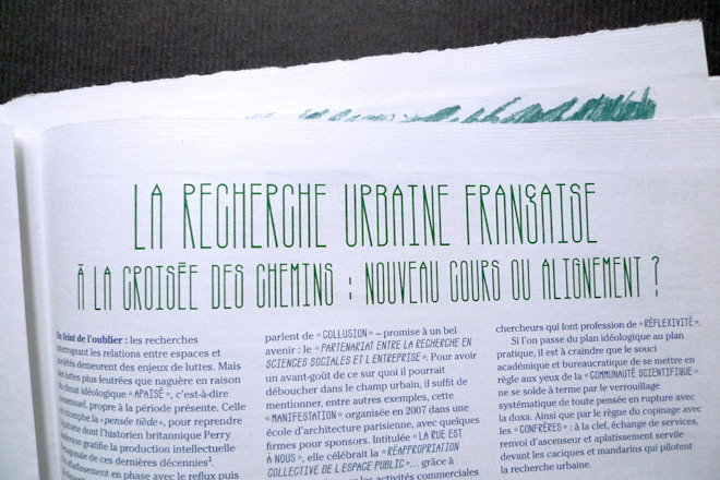 Formes Vives, typographie Metropolis display, créée pour la rubrique Le Capital dans tous ses espaces, journal Article11, janvier 2011