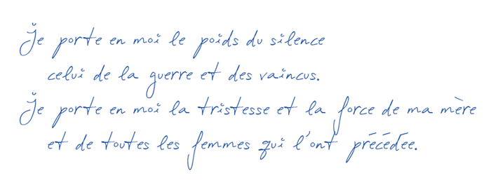 Formes Vives, typographie Montilla, à partir de l’écriture manuscrite de Leonor Canales, Compagnie À petit pas, janvier 2011