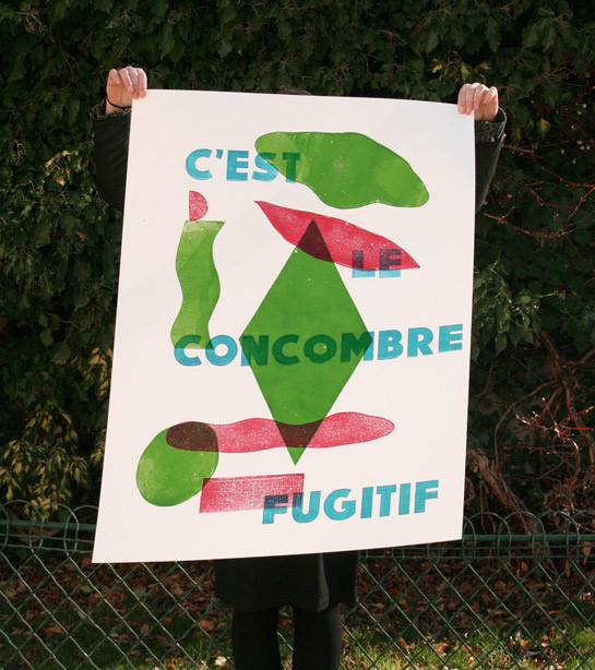 Geoffroy Pithon, affiche réalisée à partir de textes d’Octave Mirbeau, imprimée à la Zone opaque, 80x120cm, impression typo bois 2 tons, 4 versions différentes imprimées en 10 exemplaires chacune, septembre 2011