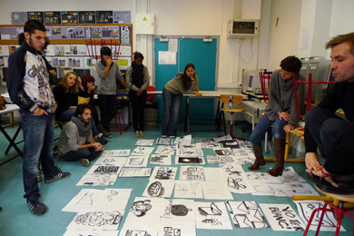 Formes Vives (Adrien Zammit), atelier sur six séances au Lycée professionnel Corvisart, Paris, 2011