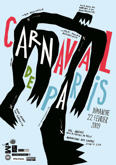 Adrien Zammit, affiche pour le Carnaval de Paris, association Macaq, projet non retenu, décembre 2008